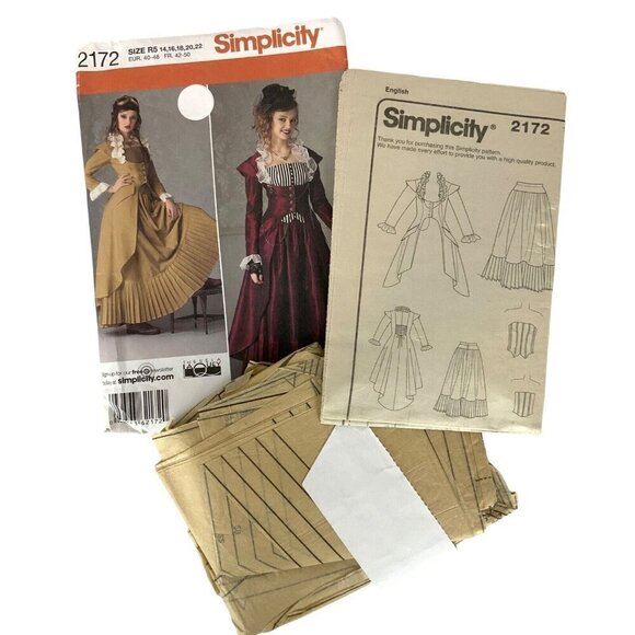 Simplicity 2172 Cosplay Steampunk Costume Coat Skirt Pattern Sz 14-22 CUT - Picture 3 of 3